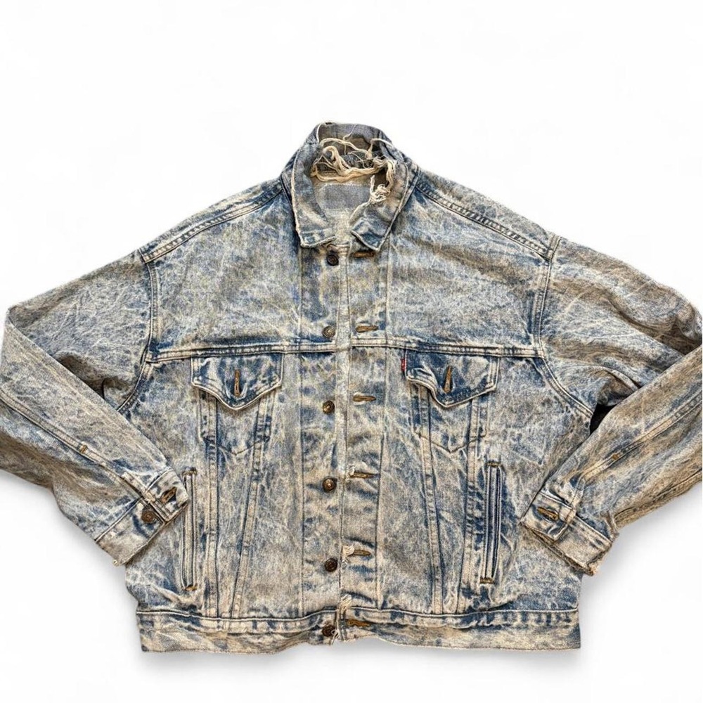 Vintage Levi's 70507 Acid Wash Denim Trucker Jacket XL USA 80s 90s Grunge